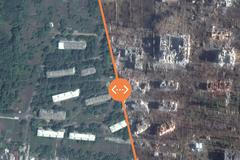 poutací - srovnávací foto Bachmut