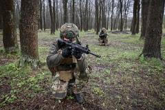 Výcvik ukrajinské dobrovolnické brigády Sparta v Charkovské oblasti.