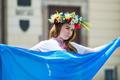 Ukrajina, dívka, protest