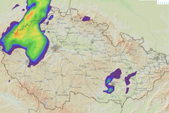 Model Aladin (22. 6. 11:00): Na západě ČR hrozí extrémní bouřky