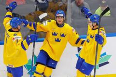 Švédové slaví gól v zápase o bronz s Českem na MS do 20 let