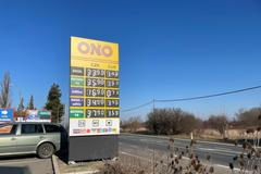 Čerpací stanice, pumpa, totem, ceny PHM, únor 2023