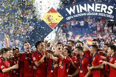 Španělští fotbalisté slaví titul v Lize národů 2023