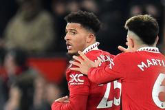 Jadon Sancho z Manchesteru United v zápase proti Leedsu