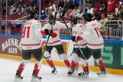 Kanadská radost v zápase Slovensko - Kanada na MS 2023