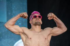 David Kozma při vážení a před tiskovou konferencí v Ostravě