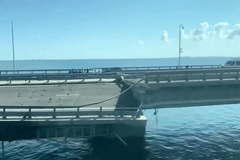 Video ukazuje následky útoku na Kerčský most (17. 7. 2023)