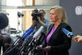 German Interior Minister Nancy Faeser addresses members of the media, in Berlin