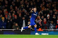 Tomáš Souček slaví gól proti Arsenalu