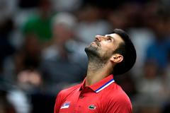 Novak Djokovič v zápase Davis Cupu proti Česku