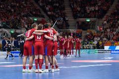 Radost českých florbalistů ve finále MS 2022 proti Švédsku