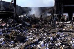 Následky ruských raketových útoků na několik míst na Ukrajině