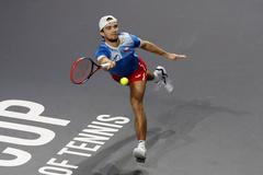 Tomas Macháč v zápase Davis Cupu s Austrálií