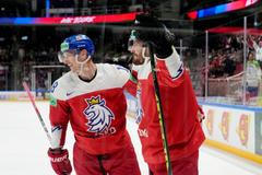 Michal Kempný slaví gól v zápase Česko - Slovinsko na MS 2023