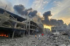 Následky izraelského masivního bombardování Pásma Gazy.