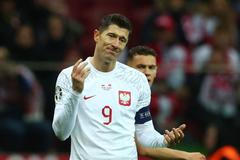 Robert Lewandowski v zápase polské reprezentace