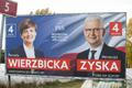 Polsko volby, poláci, billboard, reklama, plakát, Třetí cesta, právo a spravedlnost (PiS), Občanská platforma (PO), Polská lidová strana (PSL)