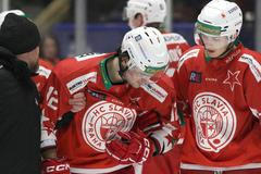 Hokejisté pražské Slavie v utkání první ligy