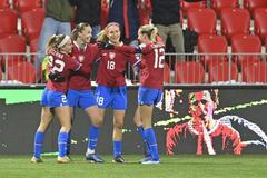 České hráčky se radují z gólu