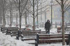 Ukrajina Kyjev sníh zima elektřina výpadek proudu