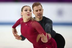 Natálie a Filip Taschlerovi při volném tanci na ME v krasobruslení 2024