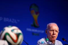 FILE PHOTO: Zagallo speaks during a news conference in Sao Joao da Mata