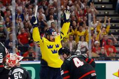 Marcus Johansson slaví v zápase MS 2024 o bronz Švédsko - Kanada