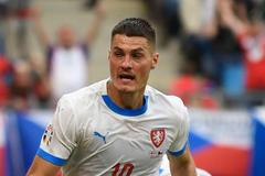 Patrik Schick slaví gól v zápase Eura 2024 Gruzie - Česko