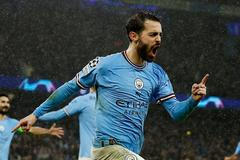 Bernardo Silva slaví gól Manchesteru City ve čtvrtfinále Ligy mistrů proti Bayernu