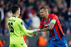 Evropská konferenční liga čtvrtfinále fotbal - First Leg - Viktoria Plzeň v Fiorentina Martin Jedlička Lukáš Hejda