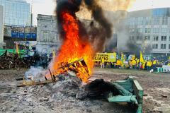 Brusel, protesty, farmáři