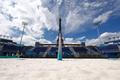 Paris 2024 Olympics - Olympics volleyball venue filled with sand at the base of the Eiffel Tower