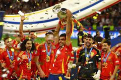 Španělé slaví titul mistrů Evropy po finále Eura 2024 Španělsko - Anglie