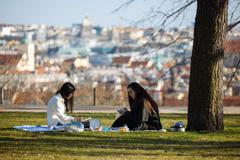 Počasí, park, jaro, ilustrační