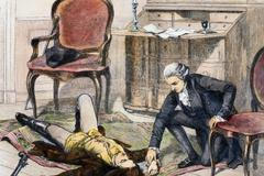 Kolorovaný dřevoryt ke knize Utrpení mladého Werthera, 19. století