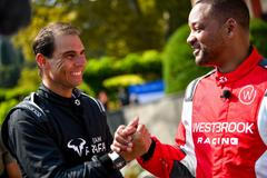 Rafael Nadal a Will Smith při závodě elektrických člunů E1 na jezeře Como