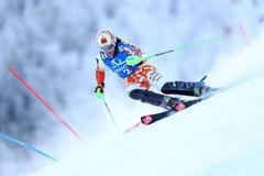 Petra Vlhová při nedělním slalomu SP ve Špindlerově Mlýně 2023