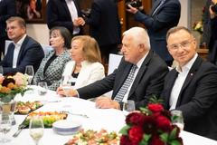Miloš Zeman, oslava narozenin, Andrzej Duda, Václav Klaus, Livia Klausová