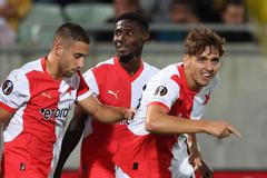 fotbal, Evropská liga 2024/2025, Ludogorec Razgrad - Slavia Praha, radost