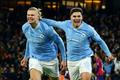 Erling Haaland a Julian Álvarez z Manchesteru City