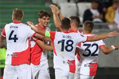 fotbal, Evropská liga 2024/2025, Ludogorec Razgrad - Slavia Praha, radost