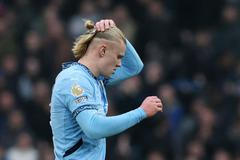 Erling Haaland v zápase Manchesteru City proti Evertonu