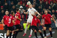 Václav Jemelka v zápase Ligy národů proti Albánii