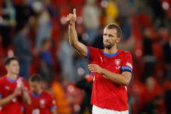 Tomáš Souček v zápase Ligy národů Česko - Ukrajina