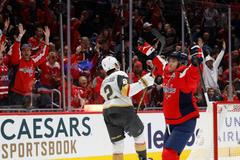 hokej NHL Vegas Golden Knights at Washington Capitals Jakub Vrána radost gól