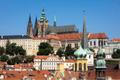 Praha, panorama, Pražský hrad, pohled ze střech, Praha z výšky