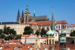 Praha, panorama, Pražský hrad, pohled ze střech, Praha z výšky