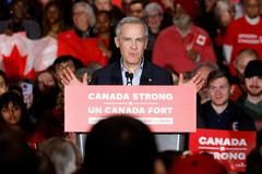 Canada's Prime Minister Mark Carney attends a rally, during his Liberal Party election campaign tour, in Kitchener