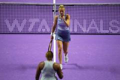 Kateřina Siniaková ve finále deblu na Turnaji mistryň 2024