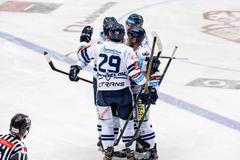 Radost vítkovických hokejistů v zápase extraligy